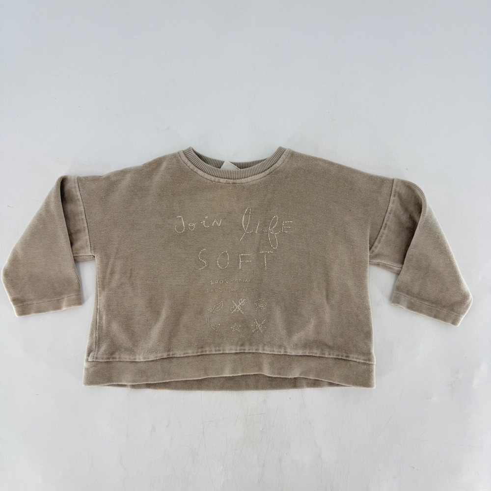 Zara Baby Girl Beige‎ Sweatshirt Join Life Soft 12-18 Months Cotton Blend